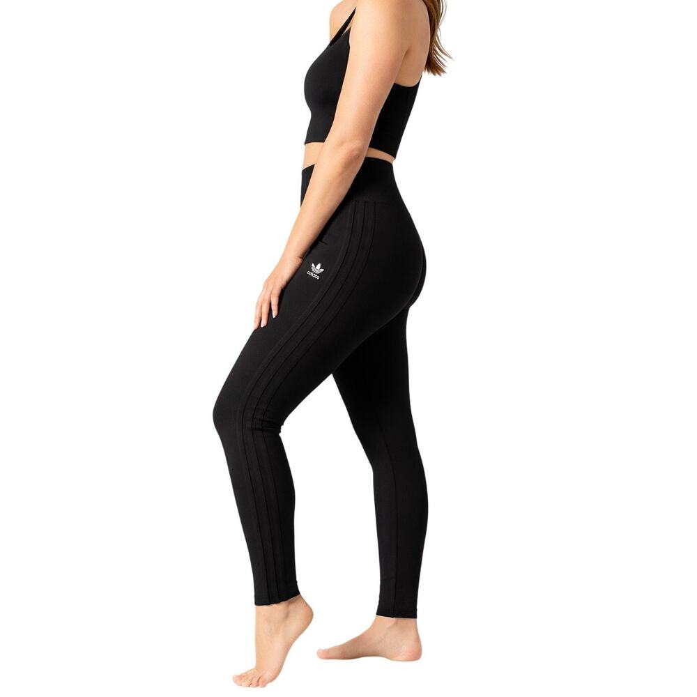 Adidas Originals Tonal 3 Stripe High Waist‎ Leggings Small Black Athleisure